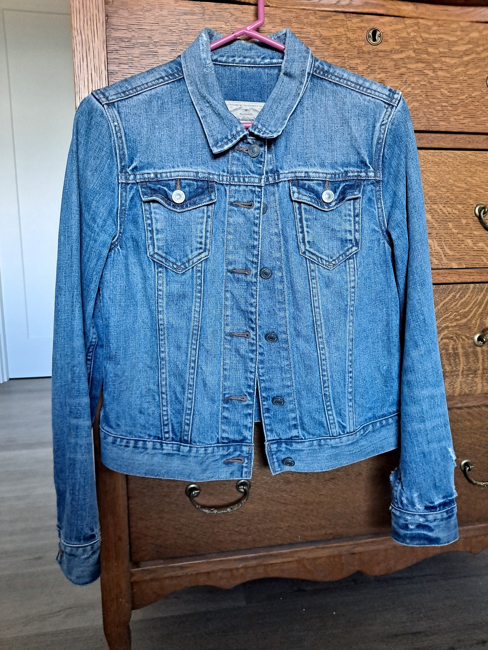 AllSaints Women's Blue Denim Trucker Jacket